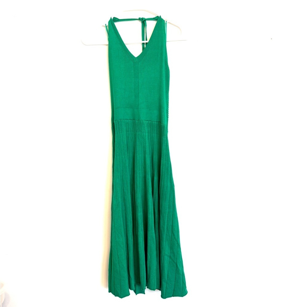 2/$30 - a new day - Green Midi Halter Sweater Dress Pleated NWT Medium - Picture 3 of 10